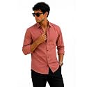Zilcon Men39s Solid Coffee Brown Casual Cotton