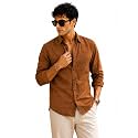 Zilcon Men39s Solid Coffee Brown Casual Cotton
