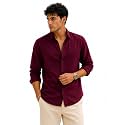 Zilcon Men39s Solid Coffee Brown Casual Cotton