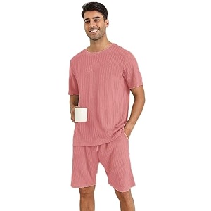 zilcon mens pajama sets short sleeve t shirts 2 piece shorts lounge sets pj summer sleepwear