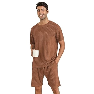 zilcon mens pajama sets short sleeve t shirts 2 piece shorts lounge sets pj summer sleepwear