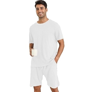 zilcon mens pajama sets short sleeve t shirts 2 piece shorts lounge sets pj summer sleepwear