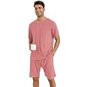 Zilcon Mens Pajama Sets Short Sleeve T Shirts 2 Piece Shorts Lounge Sets PJ Summer Sleepwear
