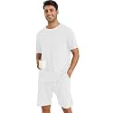 Zilcon Mens Pajama Sets Short Sleeve T Shirts 2 Piece Shorts Lounge Sets PJ Summer Sleepwear