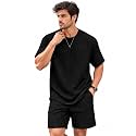 Zilcon Mens Pajama Sets Short Sleeve T Shirts 2 Piece Shorts Lounge Sets PJ Summer Sleepwear