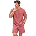 Zilcon Mens Pajama Sets Short Sleeve T Shirts 2 Piece Shorts Lounge Sets PJ Summer Sleepwear
