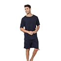 Zilcon Mens Pajama Sets Short Sleeve T Shirts 2 Piece Shorts Lounge Sets PJ Summer Sleepwear