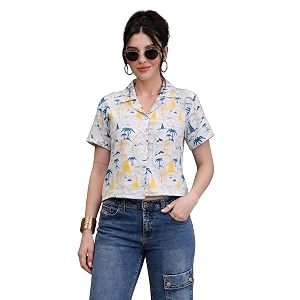 Zilcon Womens Cotton Printedshort Tops for Woman