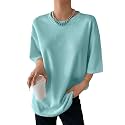 Zilcon Women39s Waffle Wool Knit Tops Dressy