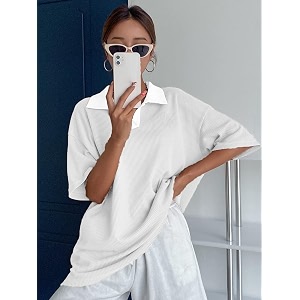 Zilcon Womens Half Sleeve Oversized Tshirt for
