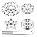 Ziliny 6 Pcs Rosette Iron Mold Set with Aluminum Handle, 3 Pattern Heads