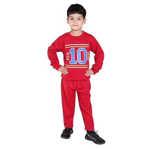 winter casual wear full sleeve cotton blend round neck printed tracksuit for kids