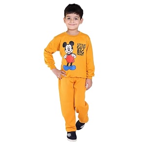 winter casual wear full sleeve cotton blend round neck printed tracksuit for kids