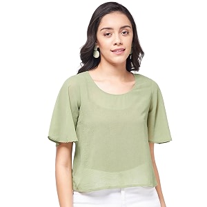 Zima Leto Womens Stylish Sheer Crop Top
