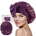 ZIMASILK 100% Mulberry Silk Bonnet for Sleeping Women Long Hair, Dark Mauve