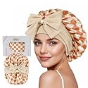 ZIMASILK 100% Mulberry Silk Bonnet for Sleeping Women Long Hair, Checkered