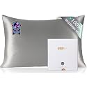 ZIMASILK 100% Pure Mulberry Silk Pillowcase for Hair and Skin Health,Soft and Smooth,Both Sides Premium Grade 6A Silk,600 Thread Count,with Hidden Zipper,1pc (King 20''x36'', Gray)