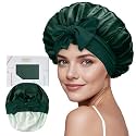 ZIMASILK 100% Pure Silk Bonnet for Sleeping Women Long Hair, Blackish Green