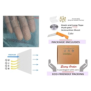 48x108 inch-4x9 ft pack 2 colour grey pre-stitched windows mosquito net insect net adhesive with hook and loop for window framewooden frame highly durable and safe