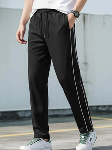 Zimist Striped Men Black Track Pants