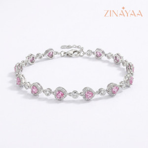 Zinayaa Sterling Silver Zircon Rhodium Bracelet