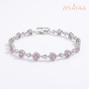 Zinayaa Sterling Silver Zircon Rhodium Bracelet