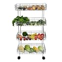 4-Shelf Stainless Steel Kitchen Rack with Wheels, Ventilated Wire Basket Trolley for Fruits, Vegetables &amp; Potatoes, Multi-Utility Movable Storage Stand for Kitchen &amp; Home