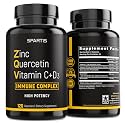 Zinc Quercetin 500mg with Vitamin C Vitamin D3 Bromelain Immune Support High Potency Quercetin Zinc Supplement ZQV by SPARTIS (Pack of 1 Bottle at 120-Caps)