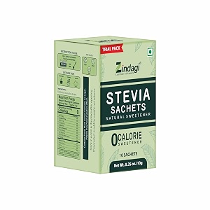 zindagi stevia sugar free powder sachets  100 natural amp diabetic friendly sweetener  zero calorie sugar  10 sachets