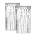 Zink 2 Pack 3.28 Ft x 6.56 Ft Silver Foil Curtain Backdrop - Tinsel Streamers for Photo Booth, Birthday Party, Wedding, Graduation, Holiday Decorations