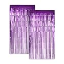 Zink 2 Pack 3.28 Ft x 6.56 Ft Purple Foil Curtain Backdrop - Tinsel Streamers for Photo Booth, Birthday Party, Wedding, Graduation, Holiday Decorations