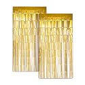 Zink 2 Pack 3.28 Ft x 6.56 Ft Gold Foil Curtain Backdrop - Tinsel Streamers for Photo Booth, Birthday Party, Wedding, Graduation, Holiday Decorations