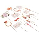 Zink 23PC Bridal Shower Photo Booth Props - 23 Rose Gold Bridal Photo Booth Props for Bachelorette Parties, Bridal Showers, Girls' Night Out, Hen Parties, and Wedding Favors