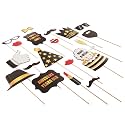 Zink 25PC Birthday Party Photo Booth Props - 25 Multicolored Happy Birthday Props for Adults &amp; Kids