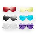 Zink 6PCS Colorful Heart Glasses - Six Pairs of Rimless Heart-Shaped Sunglasses for Party Favors, Photo Booths, Costumes, and More