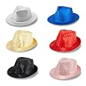 Zink 6PCS Colorful Western Fedora Bundle - 6 Sequined &amp; Sparkly Unisex Hats for Photo Booths, Parties, Costumes, Weddings, and More