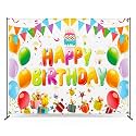 Zink Birthday Photo Backdrop - Wrinkle-Free 4.5 Ft x 6 Ft Photo Studio Backdrop with Happy Birthday Text