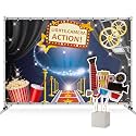 Zink Hollywood Photo Booth Bundle - 15PC Hollywood Themed Photo Booth Kit with 4.5 x 6 Ft Backdrop, Precut Props, Sticks, and Adhesive Pads