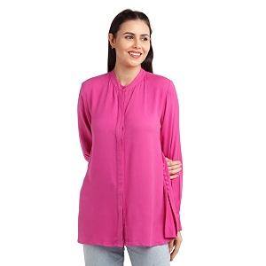 Zink London Womens Pink Solid Regular Shirt