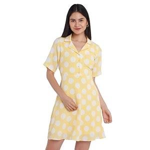 Zink London Womens Yellow A-Line Short Dress