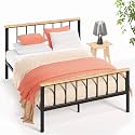 Zinus Contemporary Metal and Wood Platform Bed with Wood Slat Support, Twin