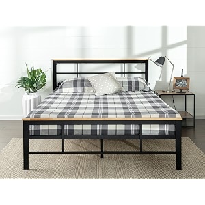 zinus marcia urban metal and wood platform bed king