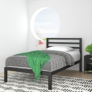 zinus mia metal platform bed frame with headboard wood slat support no box spring needed easy assembly twin black