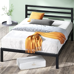 zinus mia metal platform bed frame with headboard wood slat support no box spring needed easy assembly queen