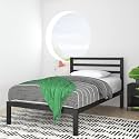 ZINUS Mia Metal Platform Bed Frame with Headboard, Wood Slat Support, No Box Spring Needed, Easy Assembly, Twin ,Black
