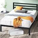 ZINUS Mia Metal Platform Bed Frame with Headboard, Wood Slat Support, No Box Spring Needed, Easy Assembly, King, Black
