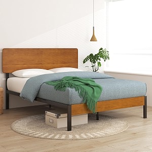 zinus olivia metal and wood platform bed with wood slat support twin