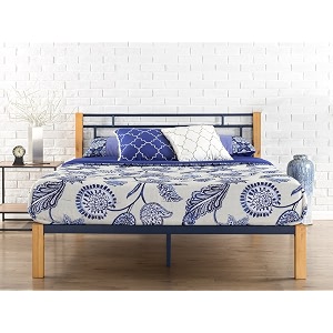 zinus taylan metal and wood platform bed mattress foundation wood slat support king