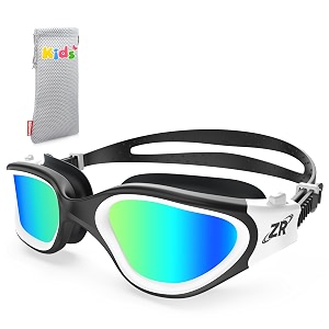 zionor kids swim goggles g1mini polarized swimming goggles comfort for age 6-14 uv protection anti-fog adjustable strap fit for child boys girls gold lens