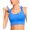Zip Front Adjustable High Impact Sports Bras for Women Large Breasts Full Coverage Workout Running Removable Pads